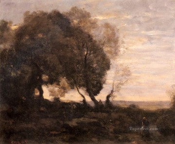  Romanticism Canvas - Arbres Tordus Sur Une Crete plein air Romanticism Jean Baptiste Camille Corot